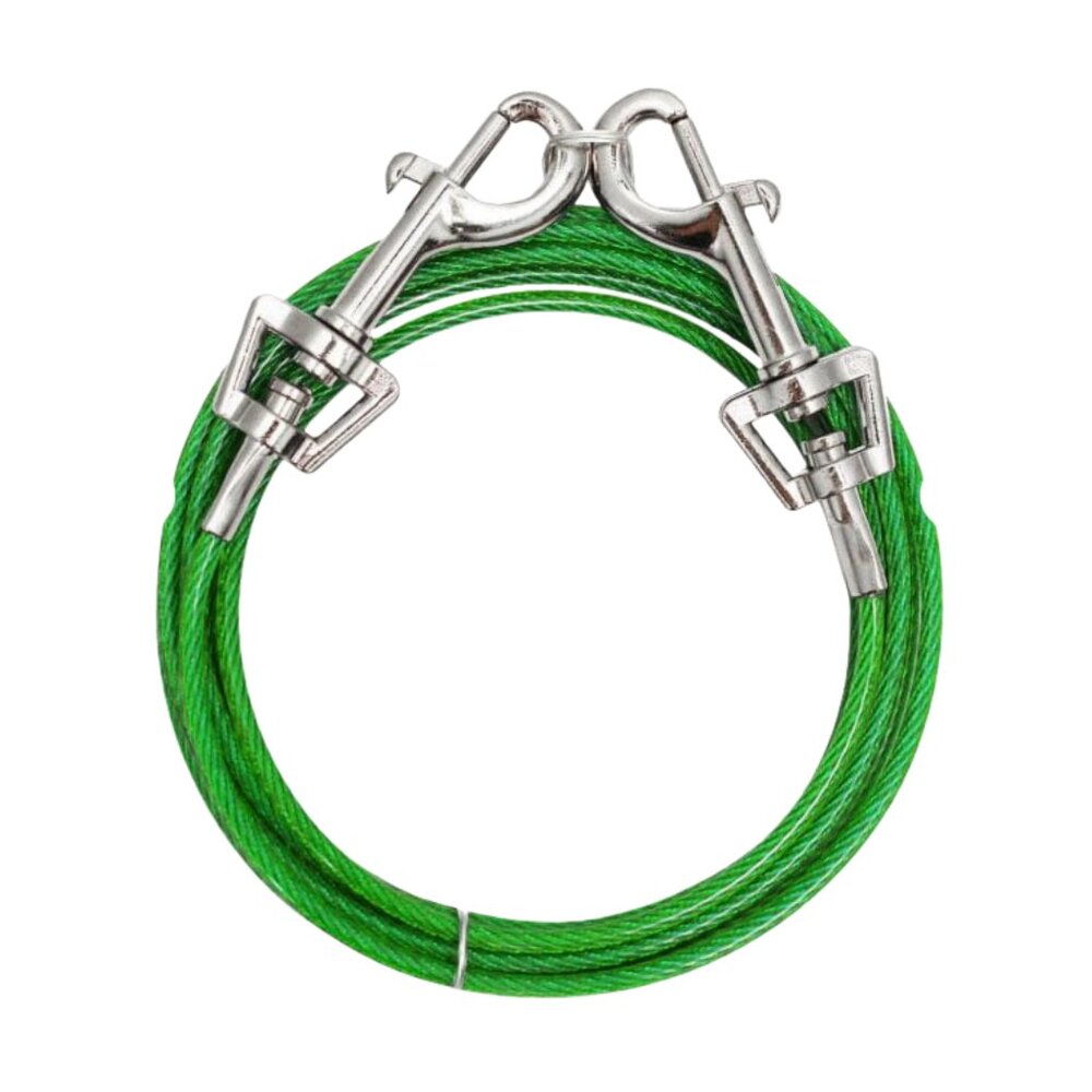 Small Dog Tie Out Vinyl Coated Twin Swivel Outdoor Cable Restraint 12 Feet - Picture 2 of 5